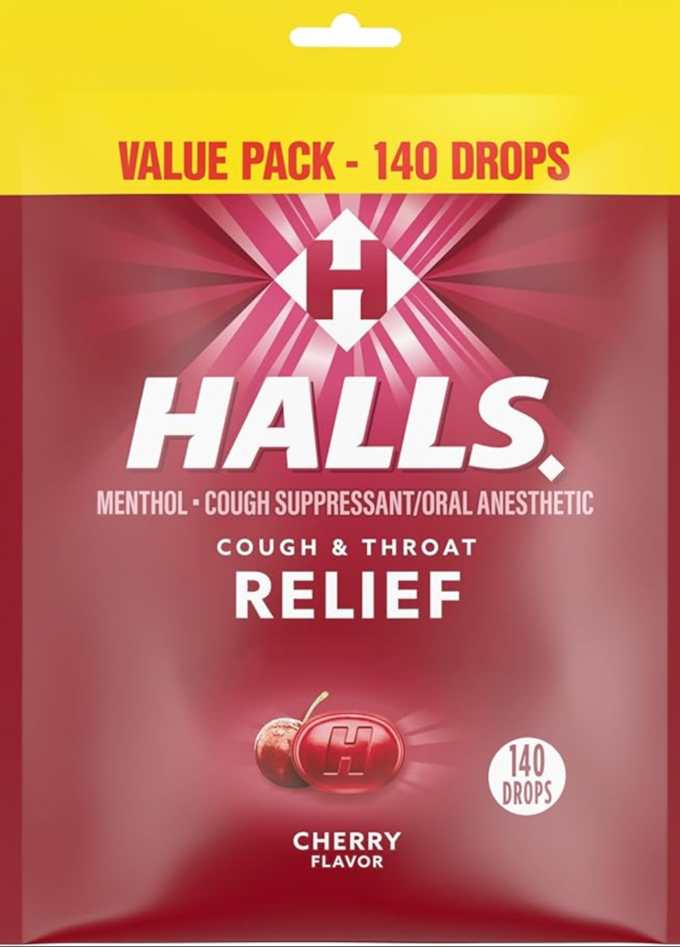 Halls Relief Cherry Cough Drops, Value Pack